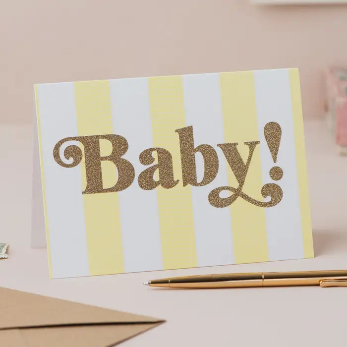 De Lacy at Home 'Baby' Glitter New Baby Card