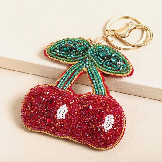 De Lacy at Home Beaded Cherries Keyrings Bagcharms