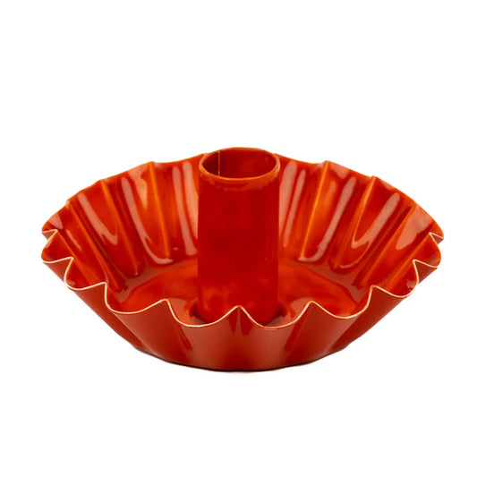 De Lacy at Home Burnt Orange Fluted Candle Holders