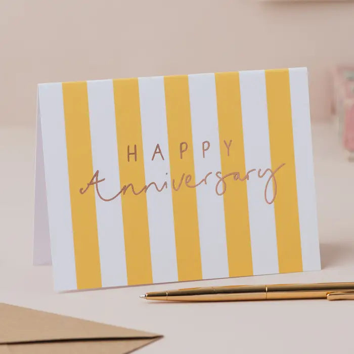De Lacy at Home 'Happy Anniversary' Stripe Foil Anniversary Card