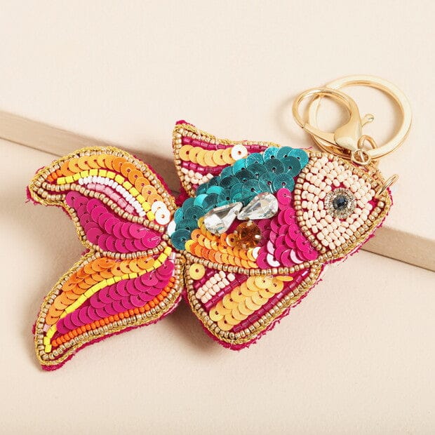 De Lacy at Home Beaded Rainbow Fish Keyrings Bagcharms