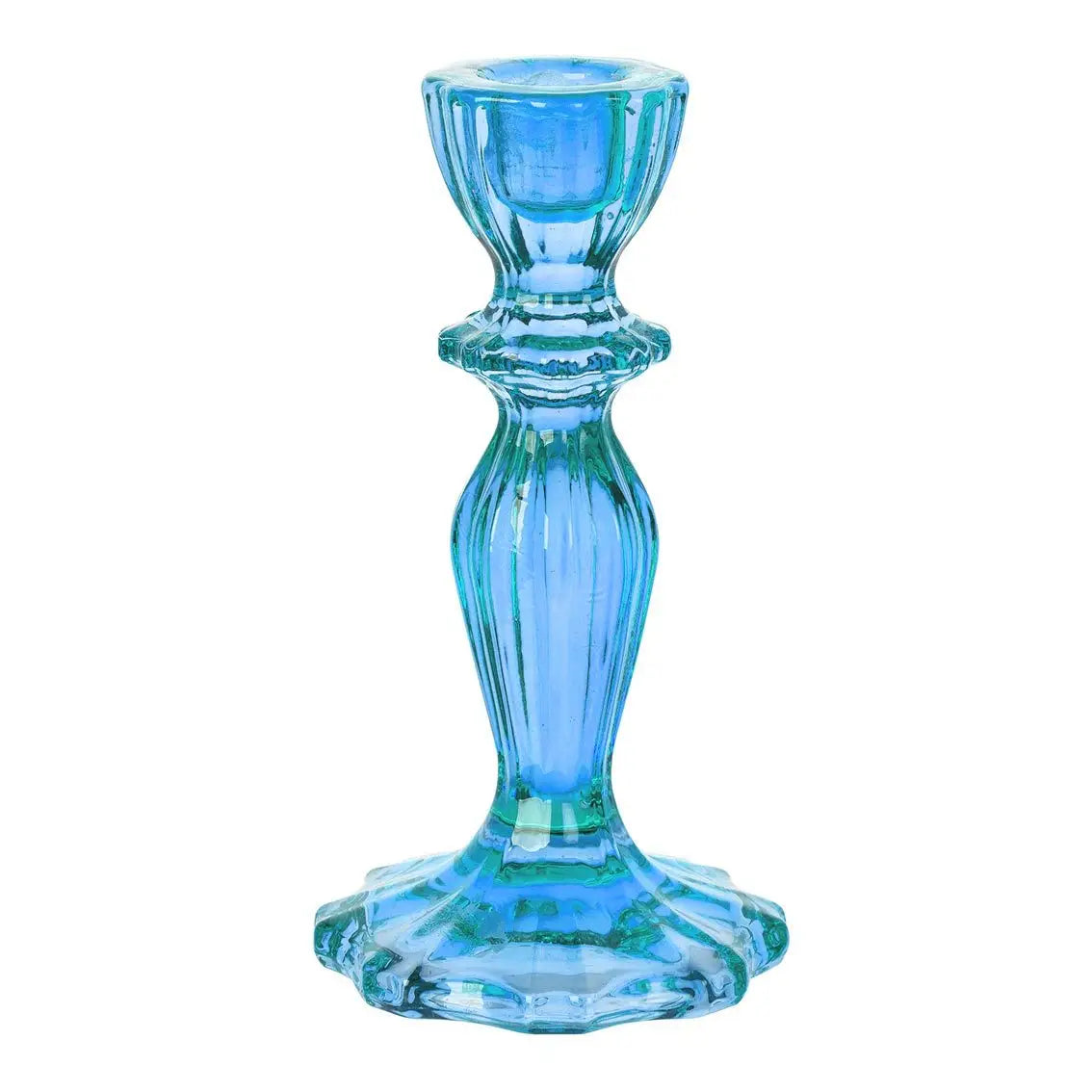 De Lacy at Home Blue Glass Candle Holders