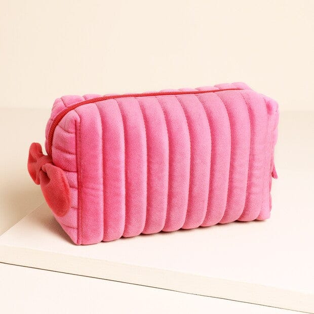 De Lacy at Home Pink With Red Bow Makeup Toiletry Bags