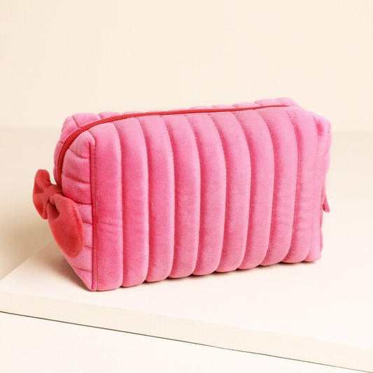 De Lacy at Home Pink With Red Bow Makeup Toiletry Bags