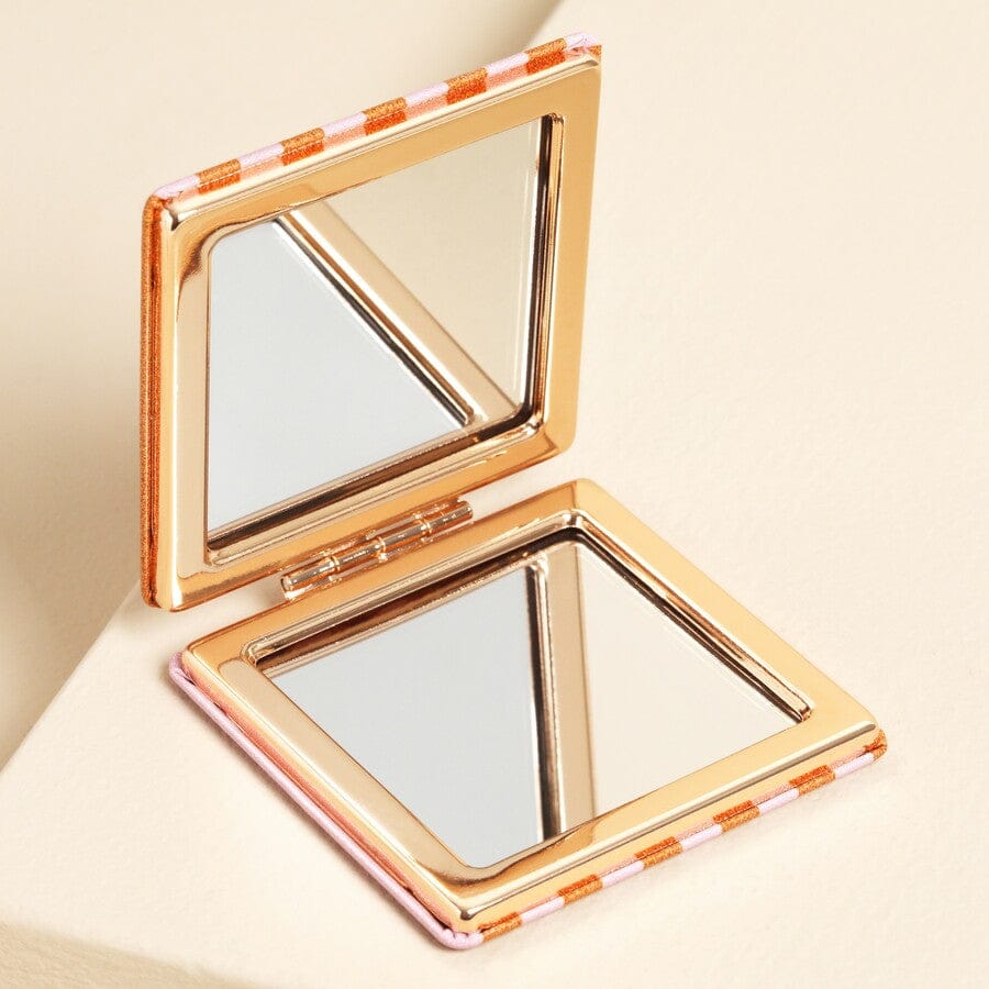 De Lacy at Home Red & Pink Stripe Compact Mirrors