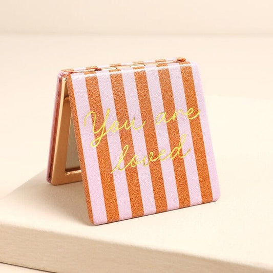De Lacy at Home Red & Pink Stripe Compact Mirrors