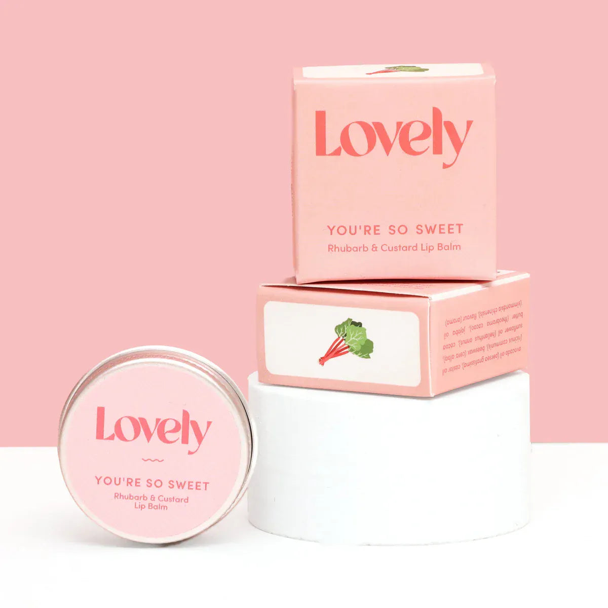 De Lacy at Home Rhubarb and Custard Lovely Lip Balms