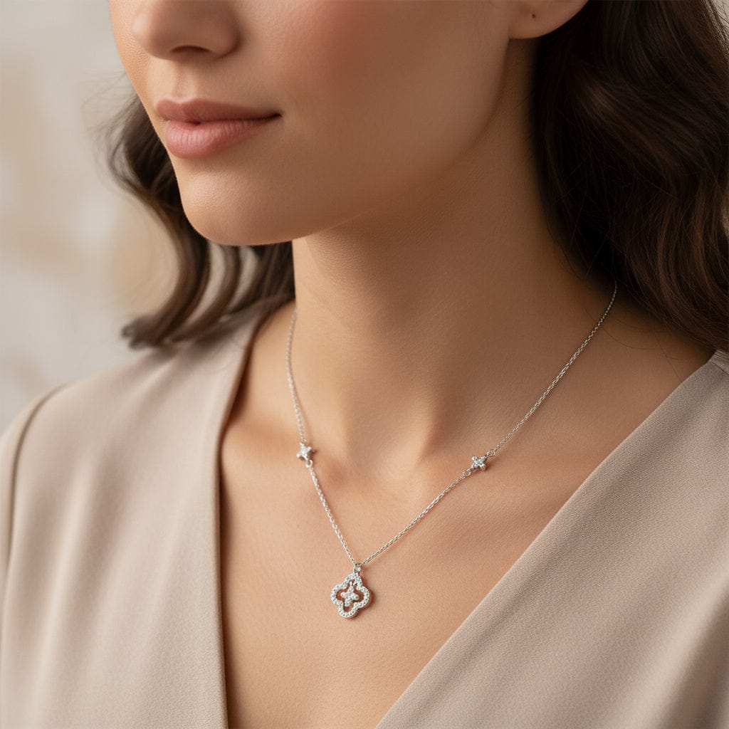 De Lacy at Home Silver Clover Cross Pendant Necklaces