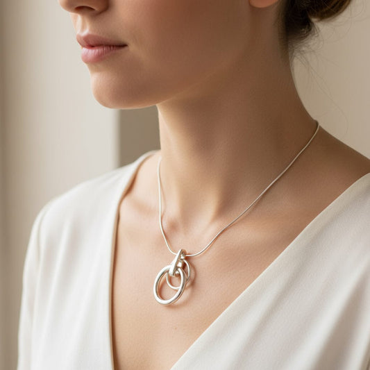 De Lacy at Home Silver Long Line Hoop Necklaces